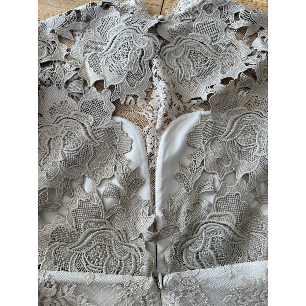 SAYLOR Leondra Nude Lace Mini Dress Long Sleeve Scalloped Hem Small NWT (513) - Picture 12 of 13